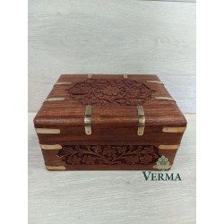BOX CARVED/ BRASS INLAID...