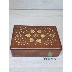 Brass Flower Inlaid Box 9"x6"