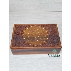 Brass Inlaid Wooden Box...