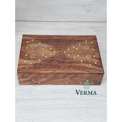 Flower Inlaid Carved Box...