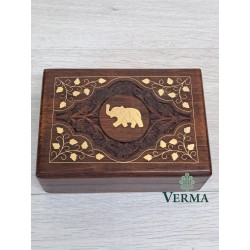CARVED INLAID BOX ELEPHANT...