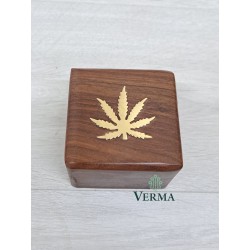 Hemp Leaf Inlaid box 3" x3"