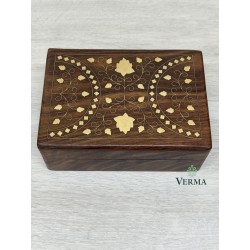 Wooden Brass Inlaid Box  7"x5"