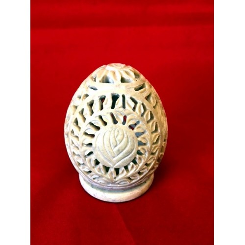 Soapstone Egg Intricate Carving 3"