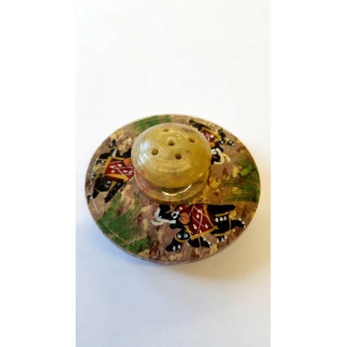 Elephant Painted incense plate 3"