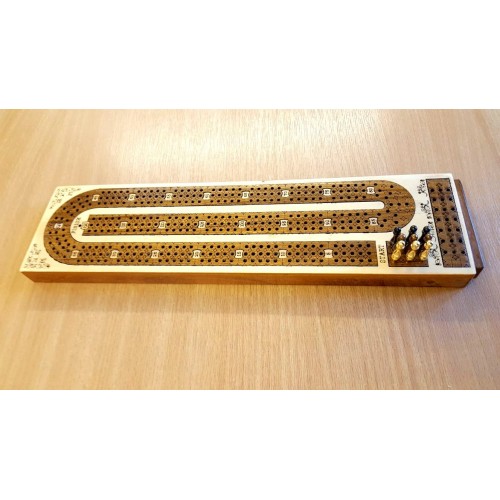 FLAT CRIBBAGE THREE TRACK WHITE BORDER