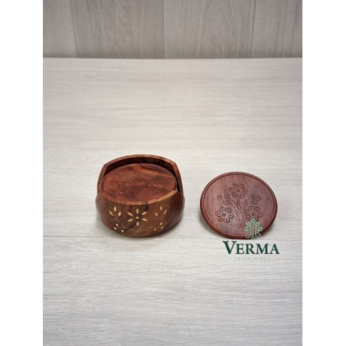 WOODEN COASTER B/INLAID 3.5"