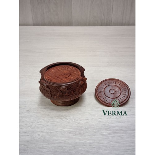 WOODEN CARVED COASTER 5"