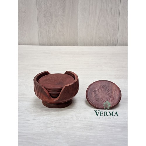 COASTER SET CARVED RD. 6 PLATES