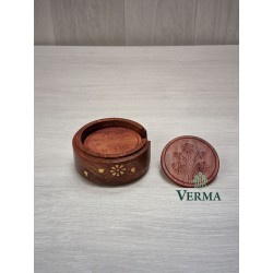 COASTER SET 6 PLATES B/INLAID RD.   4.5"