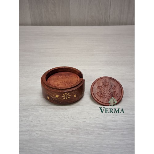 COASTER SET 6 PLATES B/INLAID RD.   4.5"