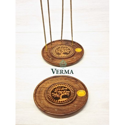 Wooden Incense Plate 5" Elephant