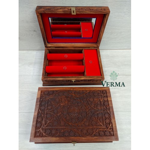 JEWELLERY BOX CARVED   12X8"