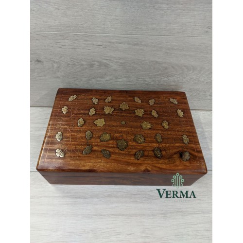 Wooden Brass Inlaid Box