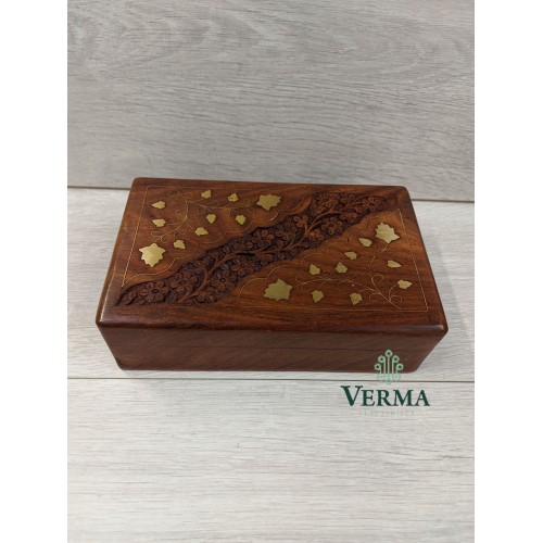Wooden Brass Inlaid Box